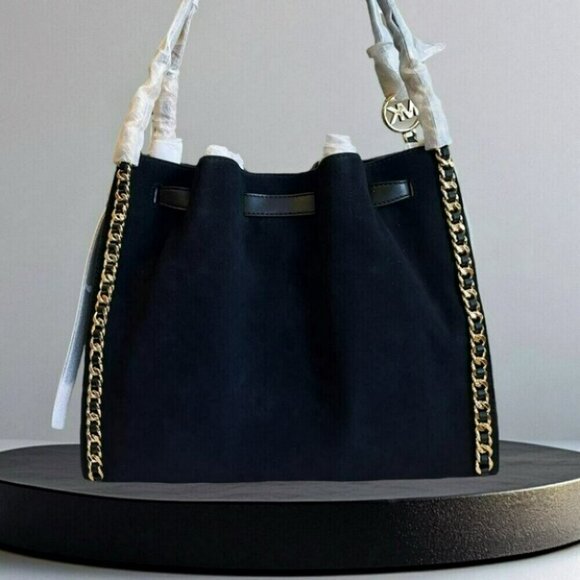 🔥NeW! $598 Large Michael Kors Mina Suede Chain Shoulder Bag - Picture 7 of 10